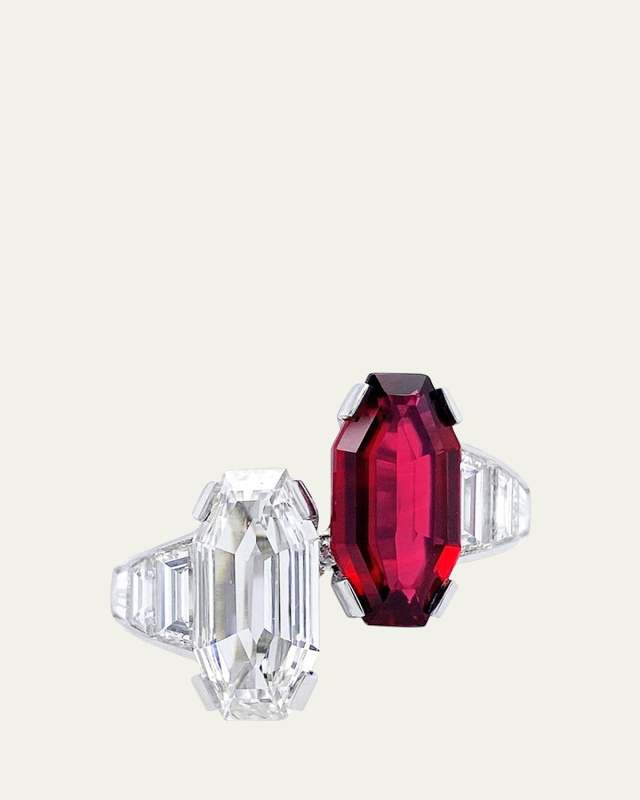 Platinum Ring With Mozambique Ruby and Diamonds